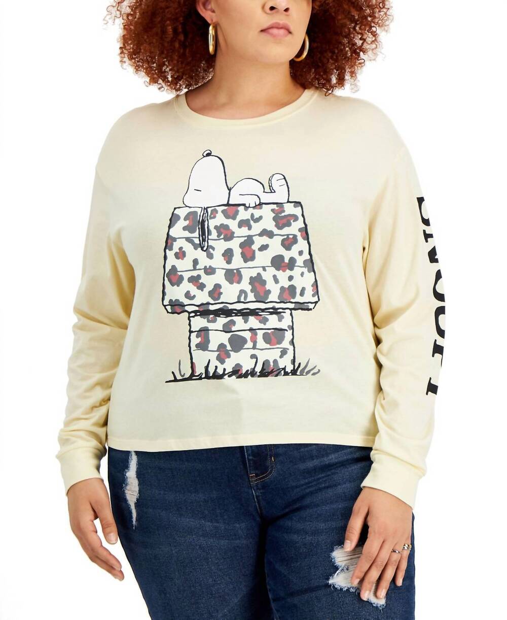 NEW LOVE TRIBE leopard-house snoopy-graphic t-shirt - plus in rutabaga